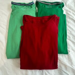 Talbots Long Sleeve Cotton Tees - Holiday Bundle of Three!  Size Medium